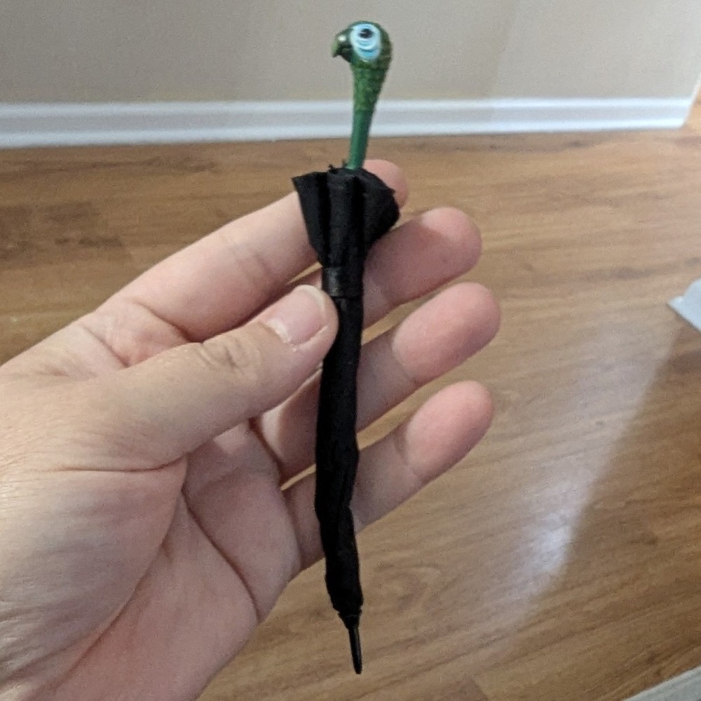 Disney Mary Poppins Miniature Doll Umbrella Black Parrot Head Handle Accessory